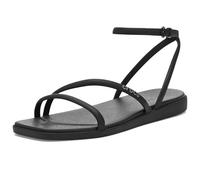 Crocs Miami Damen-Sandalen mit Knöchelriemen, flach, Schwarz, 39 EU, Schwarz, 38/39 EU