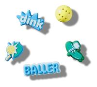 Crocs Pickle Ball Unisex-Charms, Schuhanhänger, mehrfarbig, Einheitsgröße, 5 Stück, mehrfarbig, Einheitsgröße