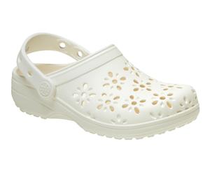 Crocs Sandale Classic Floral Cut Out Clog weiss Damen, Größe Euro (US) 37-38