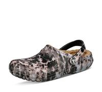 Crocs Unisex Classic Lined Tie Clogs, Black Bleached Dye