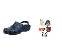 Crocs Unisex Classic Clog, Navy, 46/47 EU + Jibbitz-Schuhanstecker 5er-Set Animal Lover, One-Size