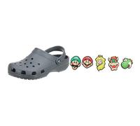Crocs Unisex Classic Clog, Slate Grey, 33/34 EU Jibbitz-Schuhanstecker 5er-Set | Individualisieren Jibbitz Super Mario One-Size