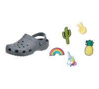 Crocs Unisex Classic Clog, Slate Grey, 33/34 EU Jibbitz-Schuhanstecker 5er-Set | Individualisieren Jibbitz Fun Trend One-Size