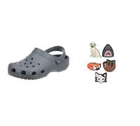 Crocs Unisex Classic Clog, Slate Grey, 36/37 EU Jibbitz-Schuhanstecker 5er-Set | Individualisieren Jibbitz Animal Lover One-Size
