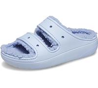 Crocs Klassische gemütliche Plateau-Sandalen für Erwachsene, flauschige Hausschuhe, Blauer Calcit, 14 Women/12 Men