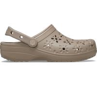 Clog CROCS "Classic Floral Cut Out Clog", Damen, Gr. 39, grau (taupe), Croslite™, geblümt, Schuhe Clog, Sandale, Sommerschuh, Loafer mit Lüftungsöffnungen in Blütenstruktur (93198516-39) taupe