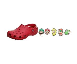 Crocs Unisex Classic Pantoffeln, Pepper, 37/38 EU + Jibbitz-Schuhanstecker 5er-Set | Individualisieren Sie Ihre + mit Jibbitz Super Mario One-Size