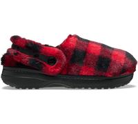 Hausschuh CROCS "Classic Buff Check Cozzy Slipper", Damen, Gr. 39, schwarz, rot, Croslite™, Textil, kariert, Schuhe, Pantoffel, Mule mit kariertem Muster (83471765-39) schwarz, rot