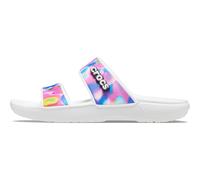 Crocs Unisex-Erwachsene Classic Tie Dye Zwei-Riemen-Sandalen, Wei/Rosa, 13 Herren/15 Damen