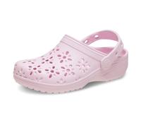 Clog CROCS "Classic Floral Cut Out Clog", Mädchen, Gr. 33, rosa (hellrosa), Croslite™, geblümt, Schuhe Clog, Sommerschuh, Sandale, Strandschuh mit schwenkbarem Fersenriemen (36082527-33) hellrosa