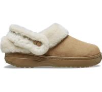 Crocs Hausschuhe Unfurgtble Vegan Suede Clog (Sandale, Kunstwildleder, mit Innenfutter) hellbraun, Größe Euro (US) 39-40