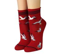 CRÖNERT Damen Kurzsocken mit Rollrand Motiv Möwe Wilma 15716 (DE/NL/SE/PL, Numerisch, 35, 38, Regular, Regular, rot)