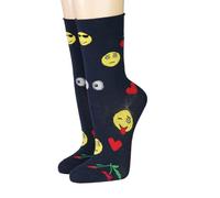 CRÖNERT Damen Longsocks mit Rollsaum Design Cherry and Smiley 18538 (DE/NL/SE/PL, Numerisch, 39, 42, Regular, Regular, marine)