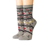 CRÖNERT Damen Socken mit Rollrand Blüten und Herzen 18609 (DE/NL/SE/PL, Numerisch, 35, 38, Regular, Regular, grau)