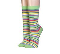 CRÖNERT Damen Socken mit Rollrand Design bunte Streifen 18231 (DE/NL/SE/PL, Numerisch, 39, 42, Regular, Regular, hellgrün)