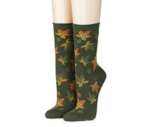 CRÖNERT Damen Socken mit Rollrand Herbstblätter 18203 (DE/NL/SE/PL, Numerisch, 39, 42, Regular, Regular, oliv)