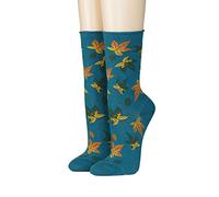 CRÖNERT Damen Socken mit Rollrand Herbstblätter 18203 Gr. 35-38, petrol