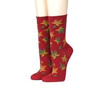 CRÖNERT Damen Socken mit Rollrand Herbstblätter 18203 Gr.35-38, rot