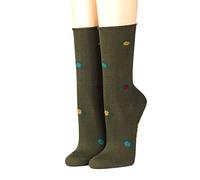 CRÖNERT Damen Socken mit Rollrand Rosen 18228 Gr. 39-42, oliv