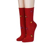 CRÖNERT Damen Socken mit Rollrand Rosen 18228 Gr. 39-42, rot