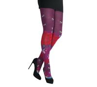 CRÖNERT Damen Strumpfhose kleine Vögel und Blüten aubergine (DE/NL/SE/PL, Numerisch, 42, 44, Regular, Regular, aubergine)
