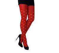 CRÖNERT Damen Strumpfhose Streublumen rot (DE/NL/SE/PL, Numerisch, 40, 42, Regular, Regular, rot)