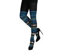 CRÖNERT Damen Strumpfhose Winterstern petrol (DE/NL/SE/PL, Numerisch, 44, 46, Regular, Regular)