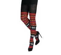 CRÖNERT Damen Strumpfhose Winterstern rot 72638 (DE/NL/SE/PL, Numerisch, 42, 44, Regular, Regular, rot)