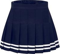 Cromoncent Minirock für Mädchen und Damen, plissiert, kurz, hohe Taille, Schuluniform, 2 Jahre - 4XL, Blau weiß gestreift, X-Groß