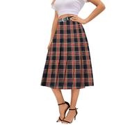 Cromoncent Minirock für Mädchen und Damen, plissiert, kurz, hohe Taille, Schuluniform, 2 Jahre - 4XL, Rot-Schwarz kariert, Klein