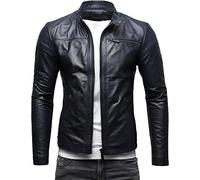 Crone Epic Herren Lederjacke Cleane Basic Leder Jacke in vielen Varianten und Farben (DE/NL/SE/PL, Alphanumerisch, M, Regular, Regular, Deep Blue (Rindsleder))