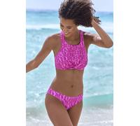 Crop-Bikini-Top ELBSAND "Letra", Damen, Gr. 34, Cup A/B, pink (fuchsia), Recycling-Polyamid, Bikini-Oberteile, mit tollem Wording (93966535-34) fuchsia