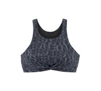 Crop-Bikini-Top ELBSAND "Letra", Damen, Gr. 36, Cup A/B, schwarz, Recycling-Polyamid, bedruckt, Bikini-Oberteile, mit tollem Wording (29286555-36) schwarz