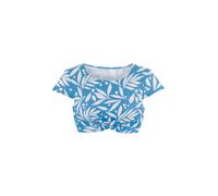 Crop-Bikini-Top LASCANA ACTIVE "Lia", Damen, Gr. 40, Cup C/D, weiß (blau weiß bedruckt), Recycling-Polyamid, bedruckt, Bikini-Oberteile, mit Knotenoptik vorn (17101154-40) blau weiß bedruckt