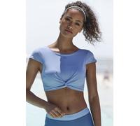 Crop-Bikini-Top LASCANA ACTIVE "Oceana", Damen, Gr. 38, Cup C/D, blau (hellblau), Recycling-Polyamid, Bikini-Oberteile, mit modischer Knotenoptik (42347624-38) hellblau