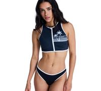 Crop-Bikini-Top ROXY "The Retro Essentials Crop Top", Damen, Gr. M, Cup B, blau (anthrazit), Obermaterial: 85% Polyester, 15% Elasthan., Bikini-Oberteile (32669566-M) anthrazit