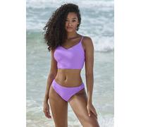Crop-Bikini-Top SUNSEEKER "Loretta", Damen, Gr. 32, Cup A/B, lila, Polyamid, Strukturmuster, unifarben, Bikini-Oberteile, mit Strukturmuster (84379411-32) lila