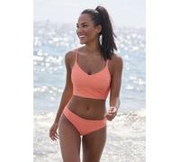 Crop-Bikini-Top SUNSEEKER "Loretta", Damen, Gr. 36, Cup A/B, orange (peach), Polyamid, Strukturmuster, unifarben, Bikini-Oberteile, mit Strukturmuster (73252043-36) peach