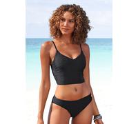 Crop-Bikini-Top SUNSEEKER "Loretta", Damen, Gr. 38, Cup C/D, schwarz, Polyamid, Strukturmuster, unifarben, Bikini-Oberteile, mit Strukturmuster (91359418-38) schwarz