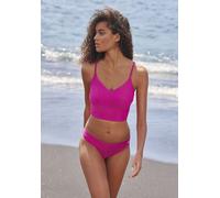 Crop-Bikini-Top SUNSEEKER "Loretta", Damen, Gr. 40, Cup C/D, pink, Polyamid, Strukturmuster, unifarben, Bikini-Oberteile, mit Strukturmuster (13519636-40) pink