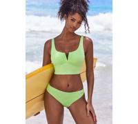 Crop-Bikini-Top VENICE BEACH "Lucky", Damen, Gr. 42, Cup A/B, grün (hellgrün), Recycling-Polyamid, unifarben, Rippoptik, Bikini-Oberteile, mit V-Bügel Detail vorne (85588157-42) hellgrün