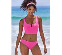 Crop-Bikini-Top VENICE BEACH "Lucky", Damen, Gr. 42, Cup C/D, pink, Recycling-Polyamid, unifarben, Rippoptik, Bikini-Oberteile, mit V-Bügel Detail vorne (10298963-42) pink