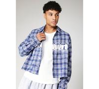 Crop Fit Langarm Karohemd aus Flanell mit grafischem Muster, oversized Streetwear Knopfleiste