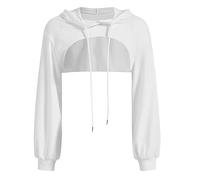Crop Hoodie Damen Pullover Sehr Kurz Sweatshirts Langarm Pulli Rundkragen Cut Outs Shirts mit Kapuze Bauchfrei Kapuzenpullover Hoodies Pulli Cut-Out Shirts Vintage Streetwear Y2K Clothes