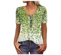 Crop Shirt Damen Chiffon Bluse Damen Schicke Oberteile Damen Schlafshirt Damen RüCkenfreies Tshirt Damen Blusenshirt Sportshirt Damen Bauchfreie Oberteile(2-Green, M)