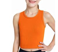 Crop Tank Top Mädchen Sommer Fitnessstudio Workout Camisole Shirt Strick Gerippt Oberteile Ärmellose Camisole Cami Leichte Shirt Einfarbig Blusentop 5-13 Jahre