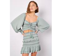 Crop-Top APRICOT "Smok-Top", Damen, Gr. XS (34), grün (mint), Obermaterial: 100% Viskose CV., unifarben, Blusen, mit weiten Armen (65867206-34) mint
