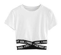Crop Top Damen Bauchfrei V Ausschnitt T-Shirt Cropped Strick Oberteile Tiefer Kurzarm Pullover Tops Shirt Locker Lässige Sport Baumwoll Rundhals Sommer Bluse T Shirt für Teenager Mädchen
