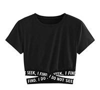 Crop Top Damen Sexy, Tops Teenager MäDchen Bauchfreie Oberteile Sommer Tunika Kurzarm Sweatshirt Y2k Top Tee Brief Drucken Pullover T-Shirt Kurz Sport Tops Shirt Hemd Bluse Hip Hop Streetwear