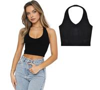 Crop Top Damen Sexy V Ausschnitt Tank Top Ärmellos Sommer Oberteile Slim Fit Sport Bauchfreie Tops Corset Top Basic Shirt Camisole（M）